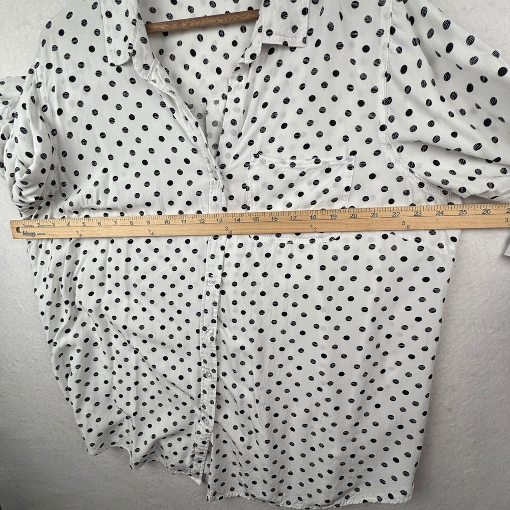 Velvet Heart Button Down Shirt Womens 2X Polka Dot Roll Tab Relaxed - Picture 6 of 6